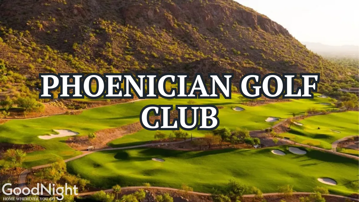 A lush green golf course stretches out toward a mountainous backdrop, dotted with fairways and bunkers. The scene is relaxed and inviting, with golfers and social groups enjoying both the sport and the tranquil setting.